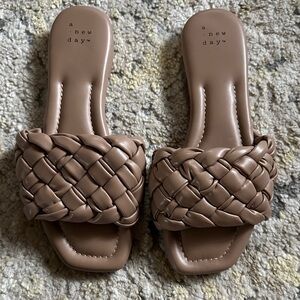 A New Day Tan Braided Slide Sandals